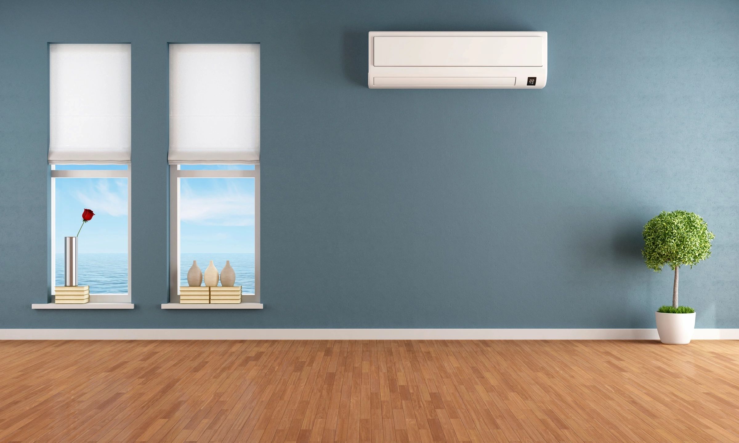 Wall-mounted ductless mini-split indoor unit installed by Apache Air & Heat in Blanco, TX