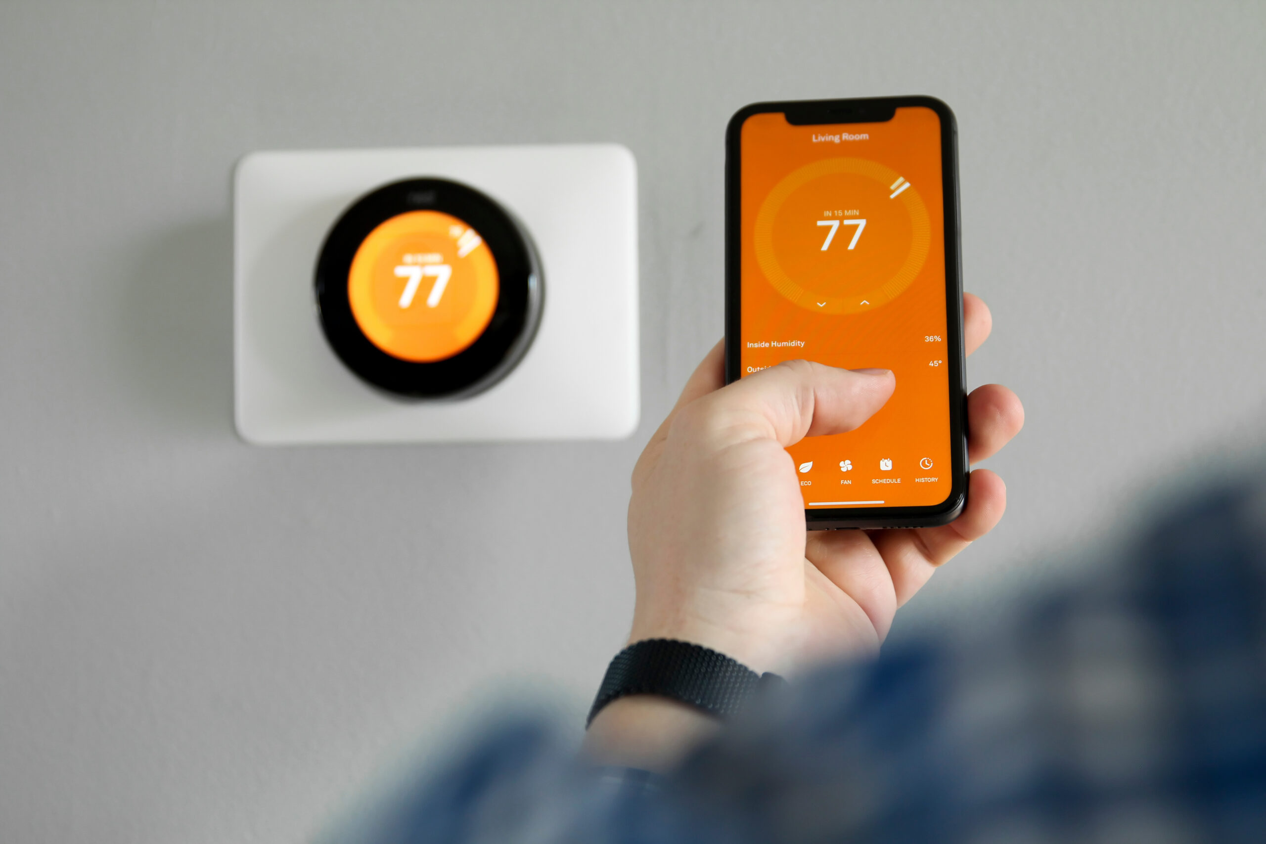 Smart WiFi thermostat installed by Apache Air & Heat for improved HVAC control in Blanco, TX
